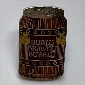 Burly Brawny Bubbly Enamel Pin - Brown and Gold Can Design